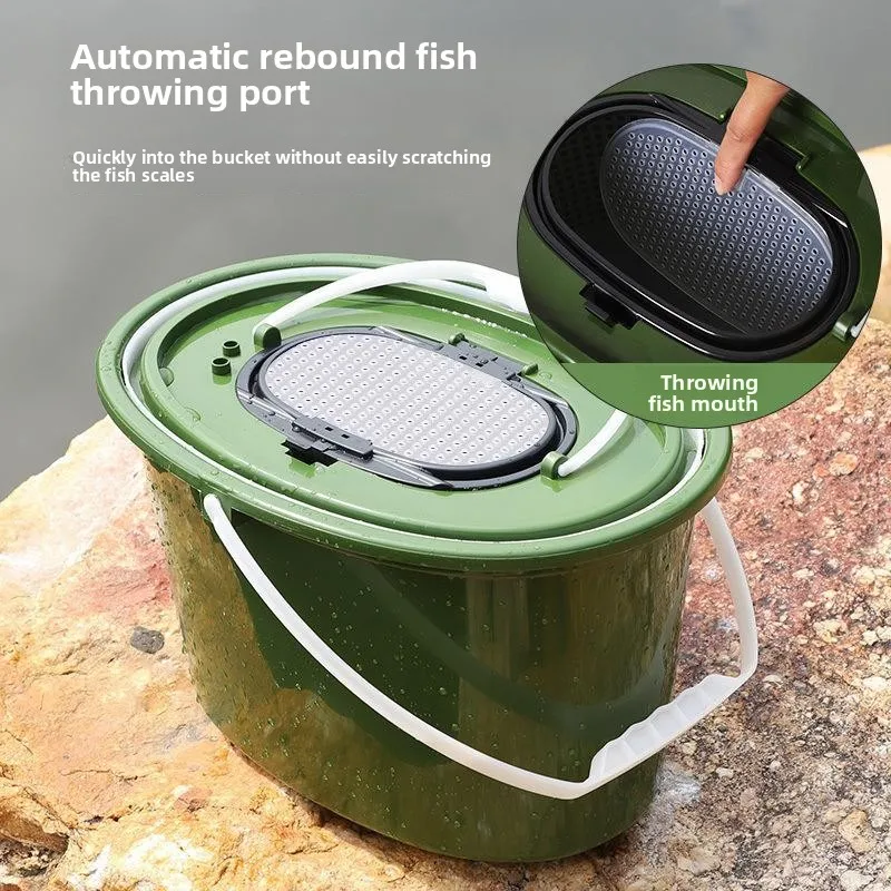 

Luya Live Fish Bucket Double-layer Thick Lightweight Portable Water Fetching Sturdy Durable Fishing Bucket Fishing Equipment