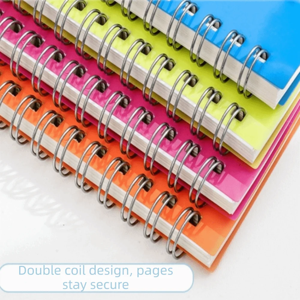 Durable PP Material A5 Spiral Notebook Flexible Coil Design Waterproof Cover PP Coil Notebook Effortless Page Turning