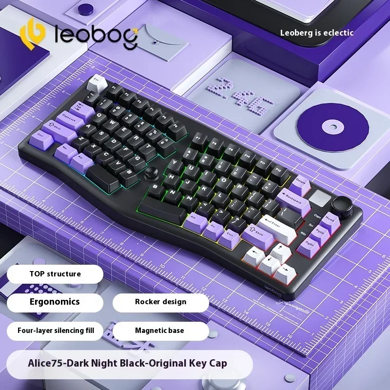 

LEOBOG Alice A75 Mechanical Keyboard 3Mode Bluetooth Wireless RGB Multifunctional Knob Ergonomics Customized PC Gaming Keyboard