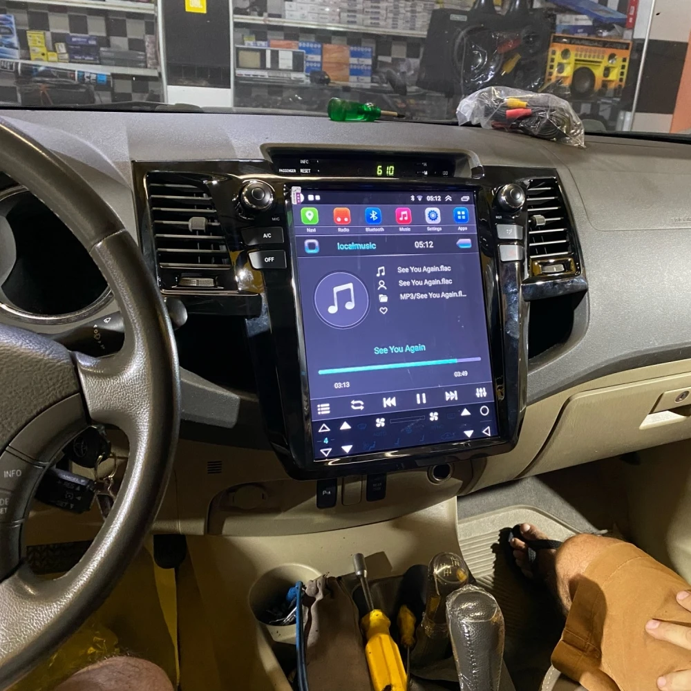 Android 13th carplay számára toyota fortuner/hilux SW4 revo 2005 - 2014 Függőléges Hamis színben tüntet fel Multimédia Játszadozó hifi GPS automat Rádióadó hifi