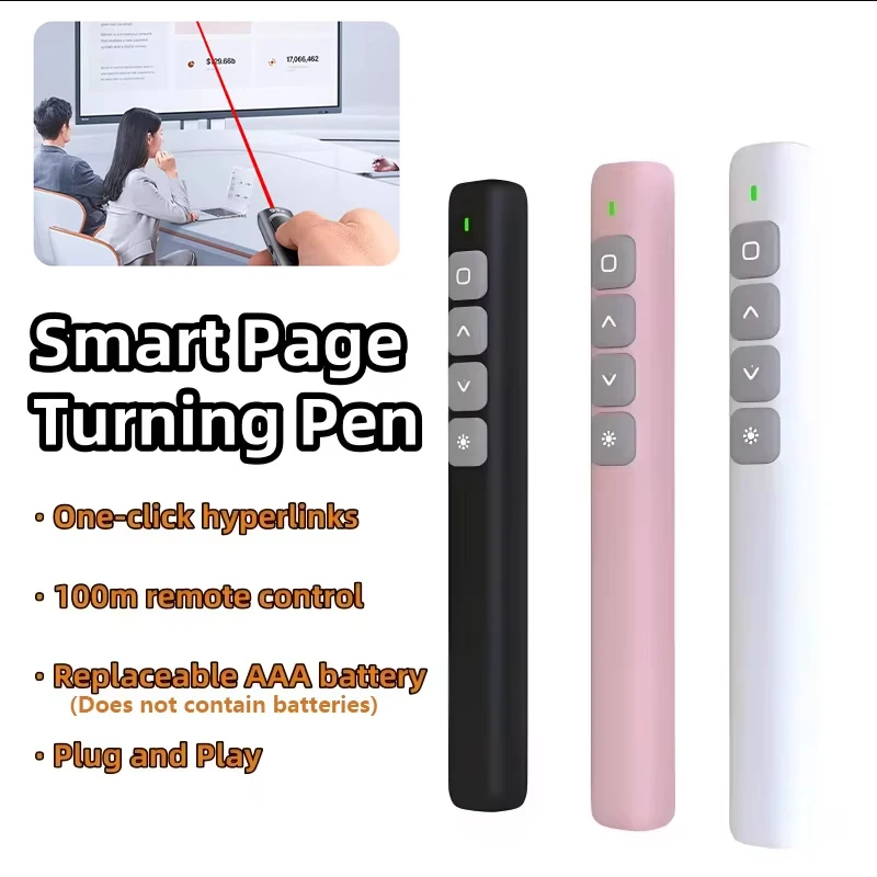 Wireless Presenter Smart Page Turning Pen PPT Page Turner Pen with Remote Control PPT Presentation USB PowerPoint Pointer Mouse
