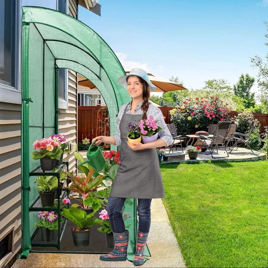 

EAGLE PEAK 3-х уровневая портативная теплица для внутреннего и наружного использования с прочными проволочными полками, 2 свернутыми дверцами на молнии, легко