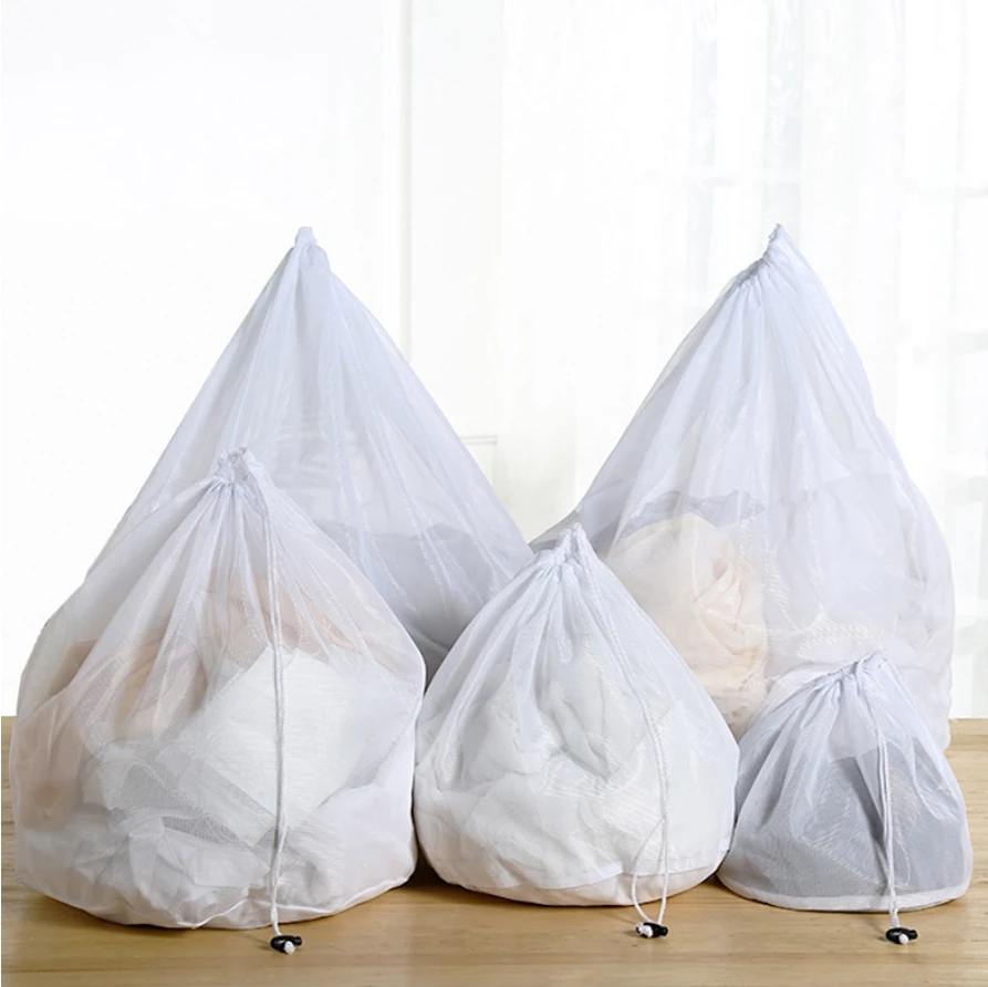 Nylon Mesh Laundry Bag - Adjustable Shoulder Strap, Drawstring Closure, Perfect for Dorms & Apartments
