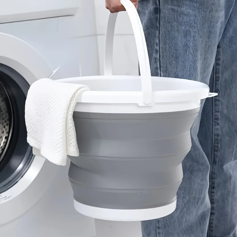 Cubo Plegable con Asa, Cubo de Agua Portátil y Plegable Multiusos para Lavado de Autos, Camping, Pesca, Limpieza del Hogar y Actividades al Aire Libre