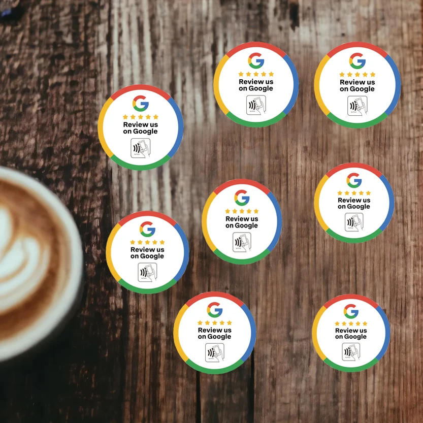 

Promotion 100PCS 30mm 1.18" Waterproof Google Review Sticker / Sign - Review Us On Google - One Tap Review NFC Label Sticker