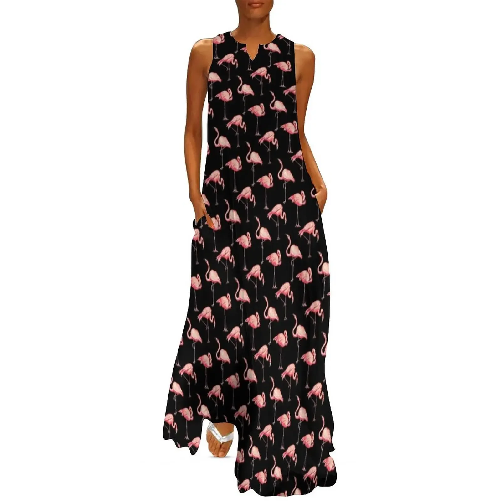 

Flamingo Pattern - Black Long Dress cute dress Party dresses for women Casual dresses Female clothing Dress