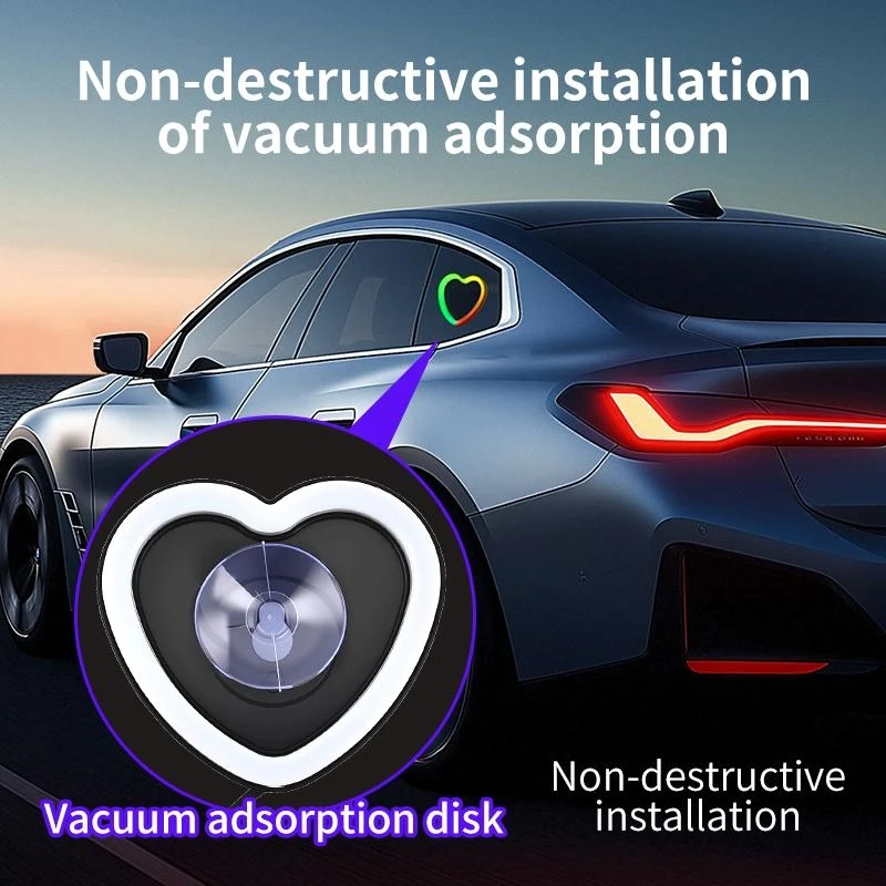 

Heart Shaped USB Car Door Ambient Light 256 Colors Bluetooth APP Music Voice Control No Wire Cutting