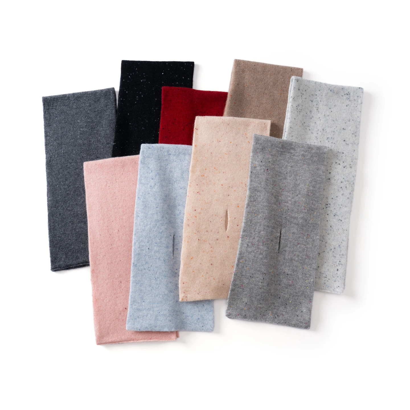 Women 100% Cashmere Speckle Yarn Knitted Hole Scarf Winter Warm Cross Neck Warmer Couple Style Versatile Daily Cravat Ladies