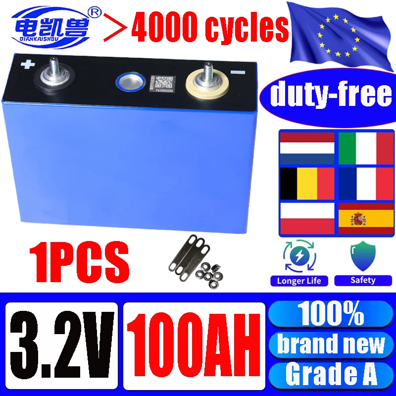 

Совершенно новый аккумулятор lifepo4 3,2 В, 100 Ач, 105 Ач, DIY, 12 В, 24 В, 48 В, мощная электрическая уличная солнечная перезаряжаемая аккумуляторная батарея, ЕС/США, без налогов