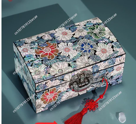 Mother of pearl jewelry boxes Wooden Box Accessory Organizer Handmade Abalone Shell Lacquer Jewelry Box Oriental Wedding Gift