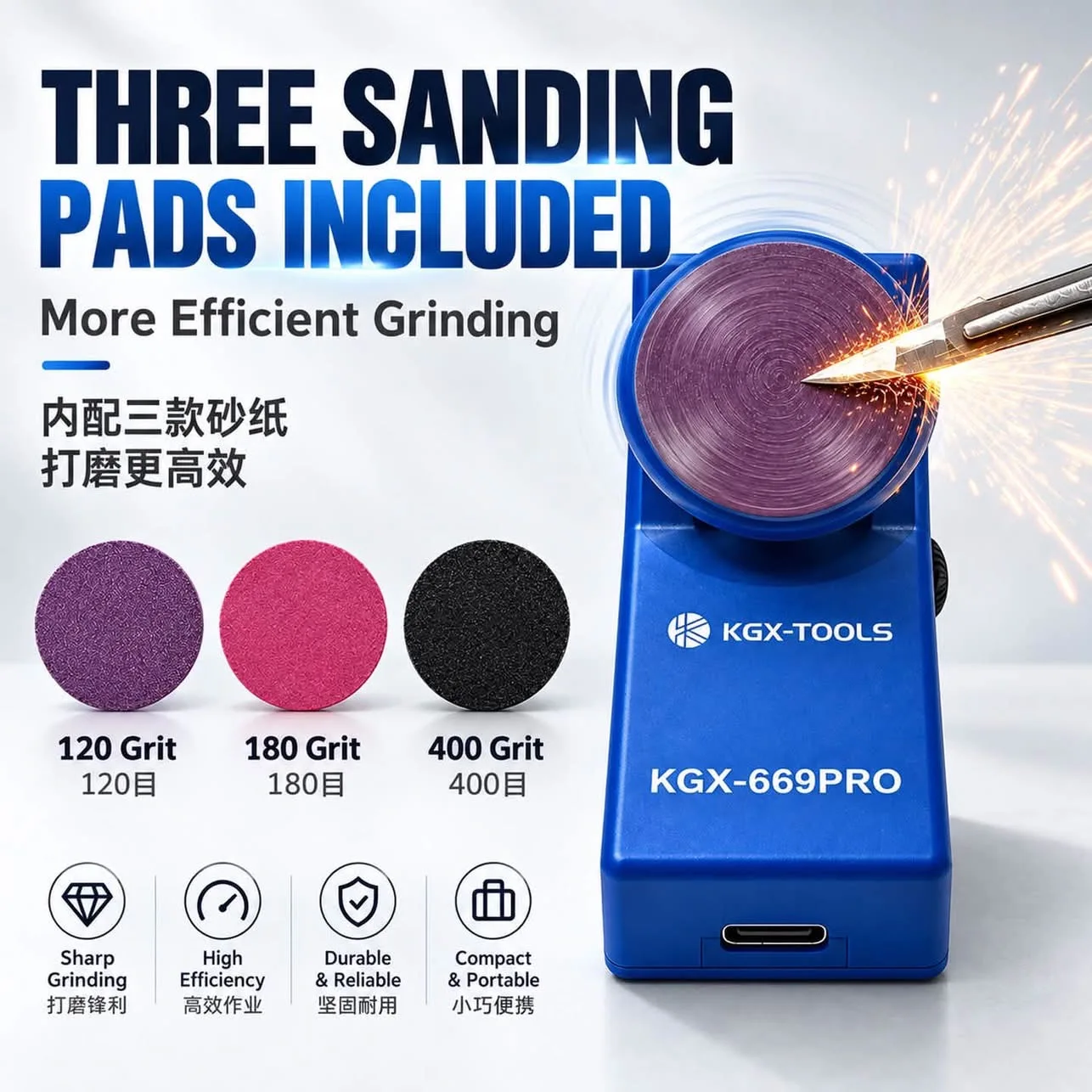 Kaijiexin Mini Rotary Polisher (9V/30W) – Compact Polisher Featuring Small Polishing Discs, Grinding Bits, and Tweezers