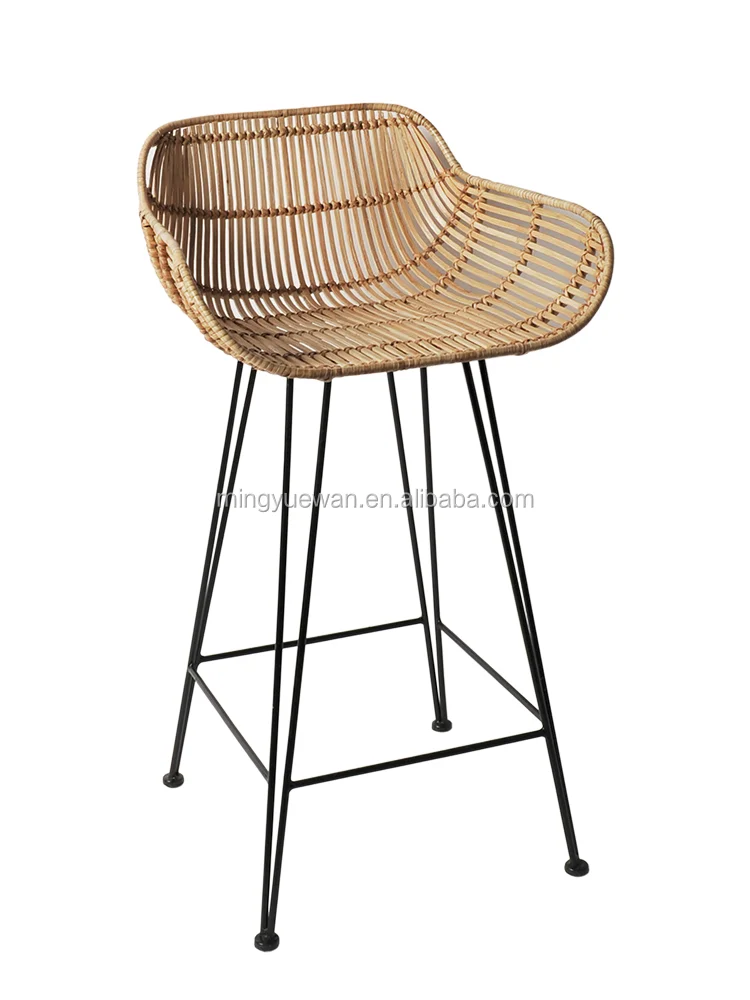 China manufacturer vintage rattan bamboo wooden high chair bar stool