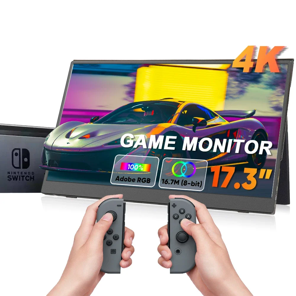 SIBOLAN 17.3 Inch 4K IPS LED HDR Freesync Portable Gaming Monitor PC Laptop Phone X-box triple portable monitor