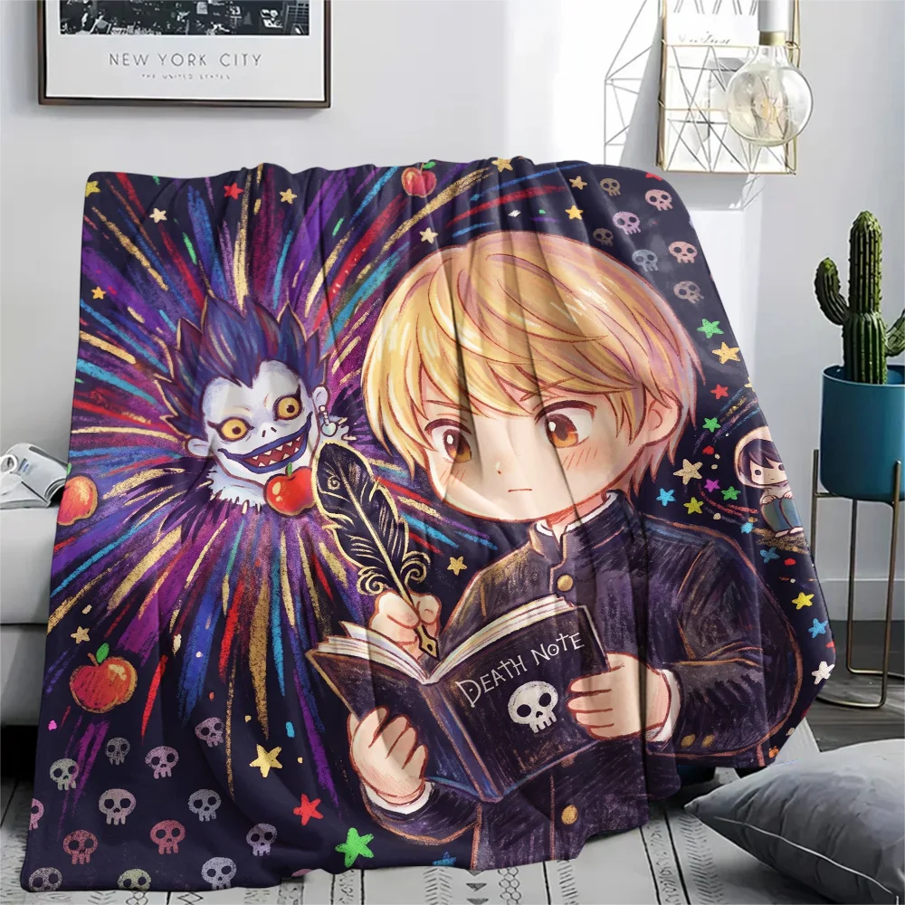 Death Note Cozy Flannel Blanket Warm Print Ideal for Bedroom Bed Sofa Travel Picnic Activity.-TING