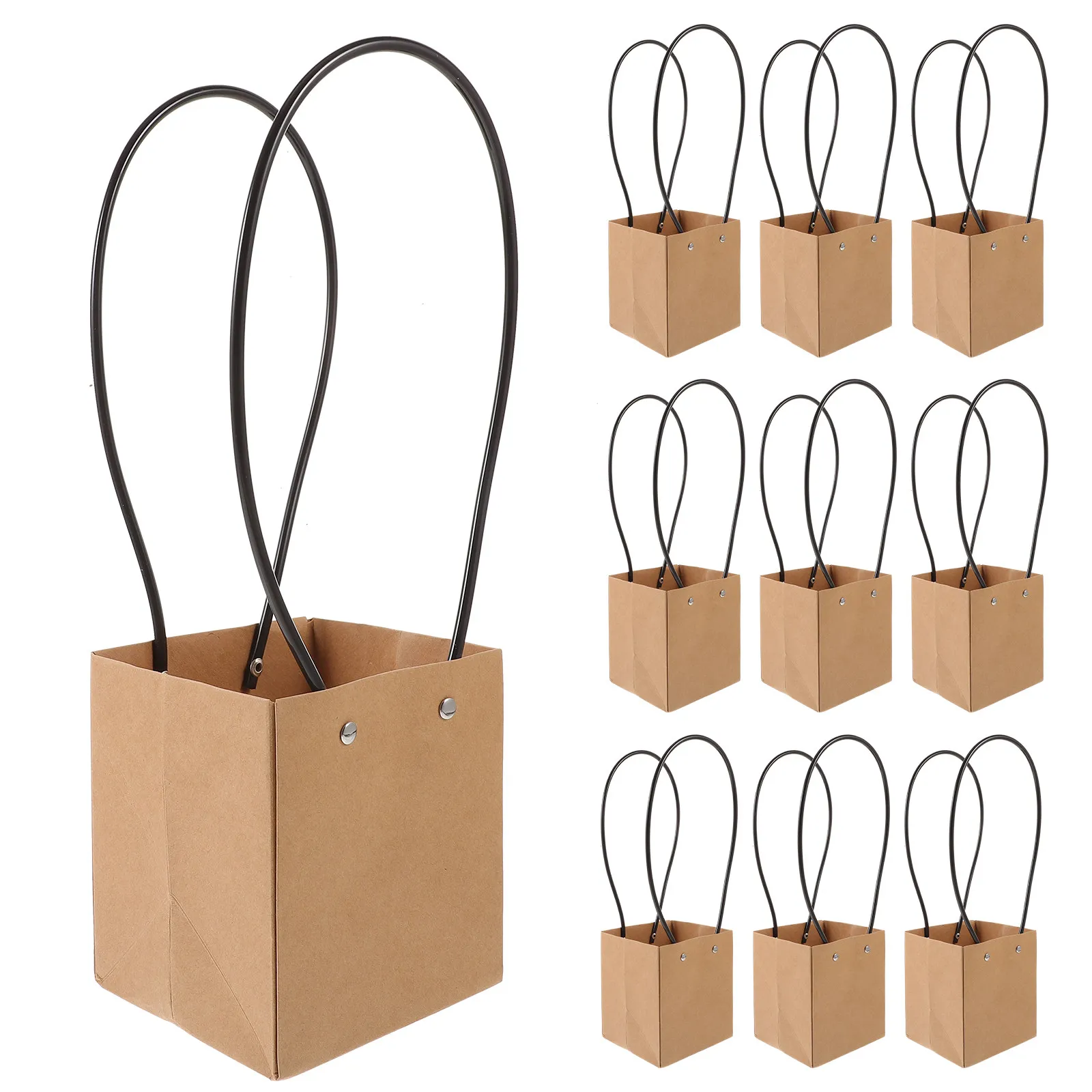 

10Pcs Kraft Paper Bouquet Bags with Sturdy Handles for Fresh Dried Floral Gift Packaging Bouquet Wrapping Bags
