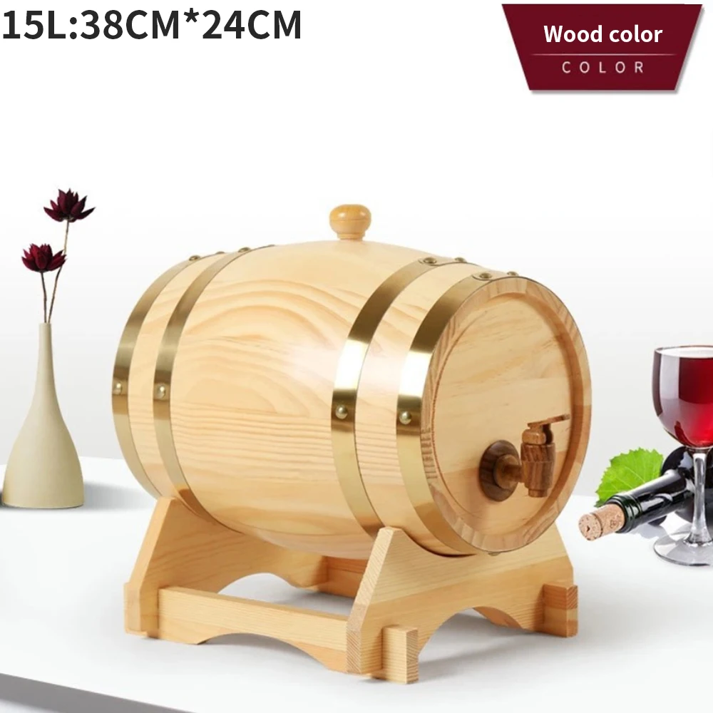 

10/15L Wooden Oak Keg Brewing Equipment Red Wine Beer Keg Faucet Dispenser Rum Bottle Whiskey Wine DIY Home Bar Tool Bar Tool