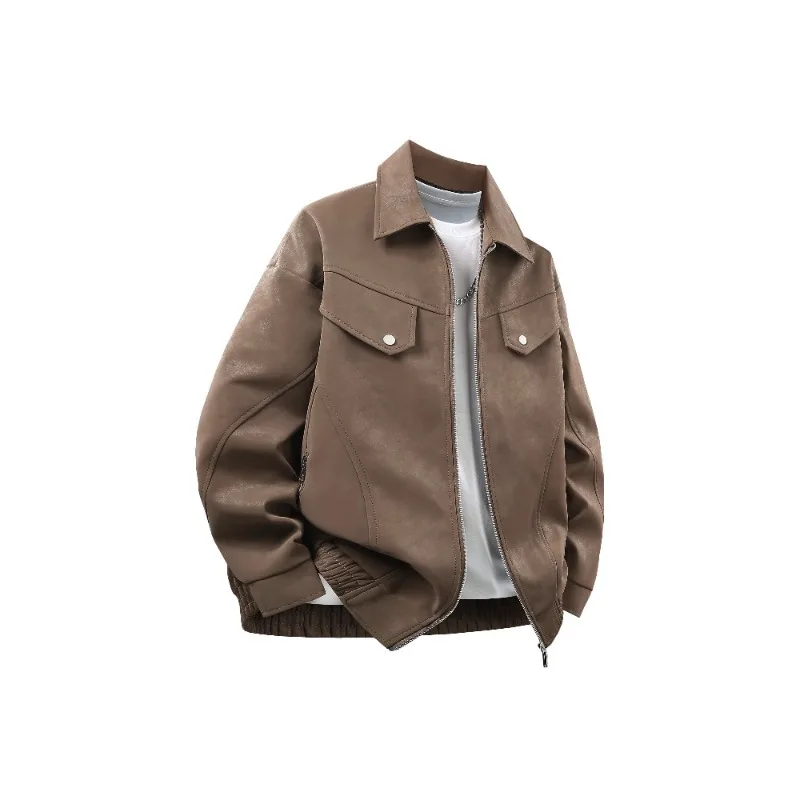 

Leisure Fashionable Handsome Outdoor High-quality Cycling Sports Imitation Leather Jacket Soft Feel Warm Breathable Men Jacket