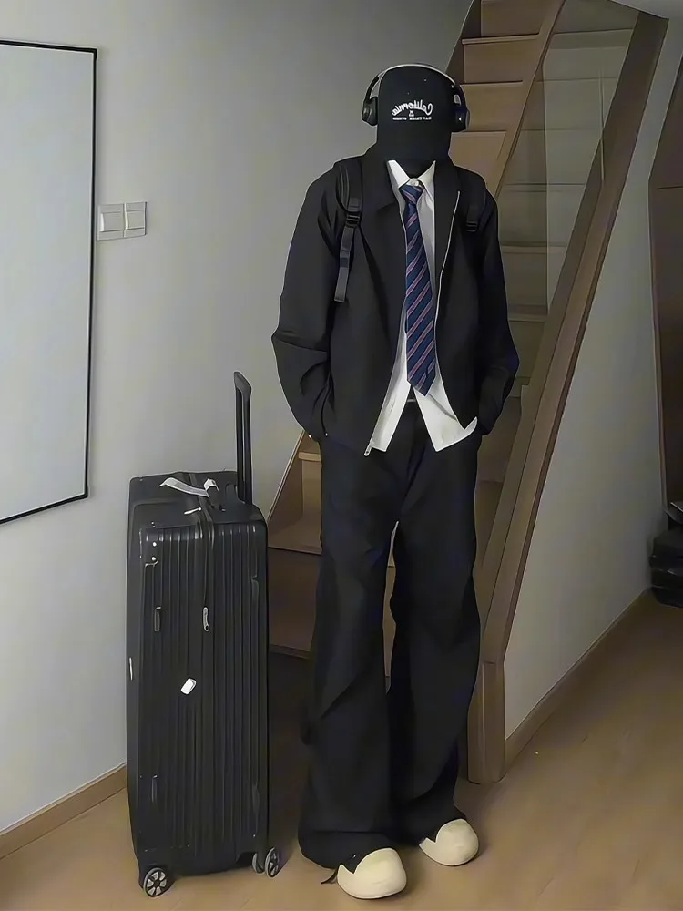 

Мужские повседневные брюки TANCCHUI с широкими штанинами, складные, черные, рабочие, CleanFit, из полиэстера, весенние, молодежные, модные