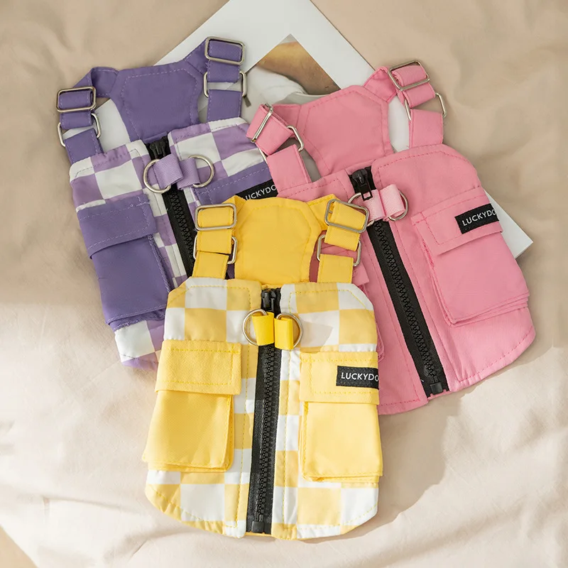 Autumn and Winter Workwear Dog Harness Vest Cat Pet Teddy Bear Dog Clothes Dog Dresses for Small Dogs Puppy Clothes