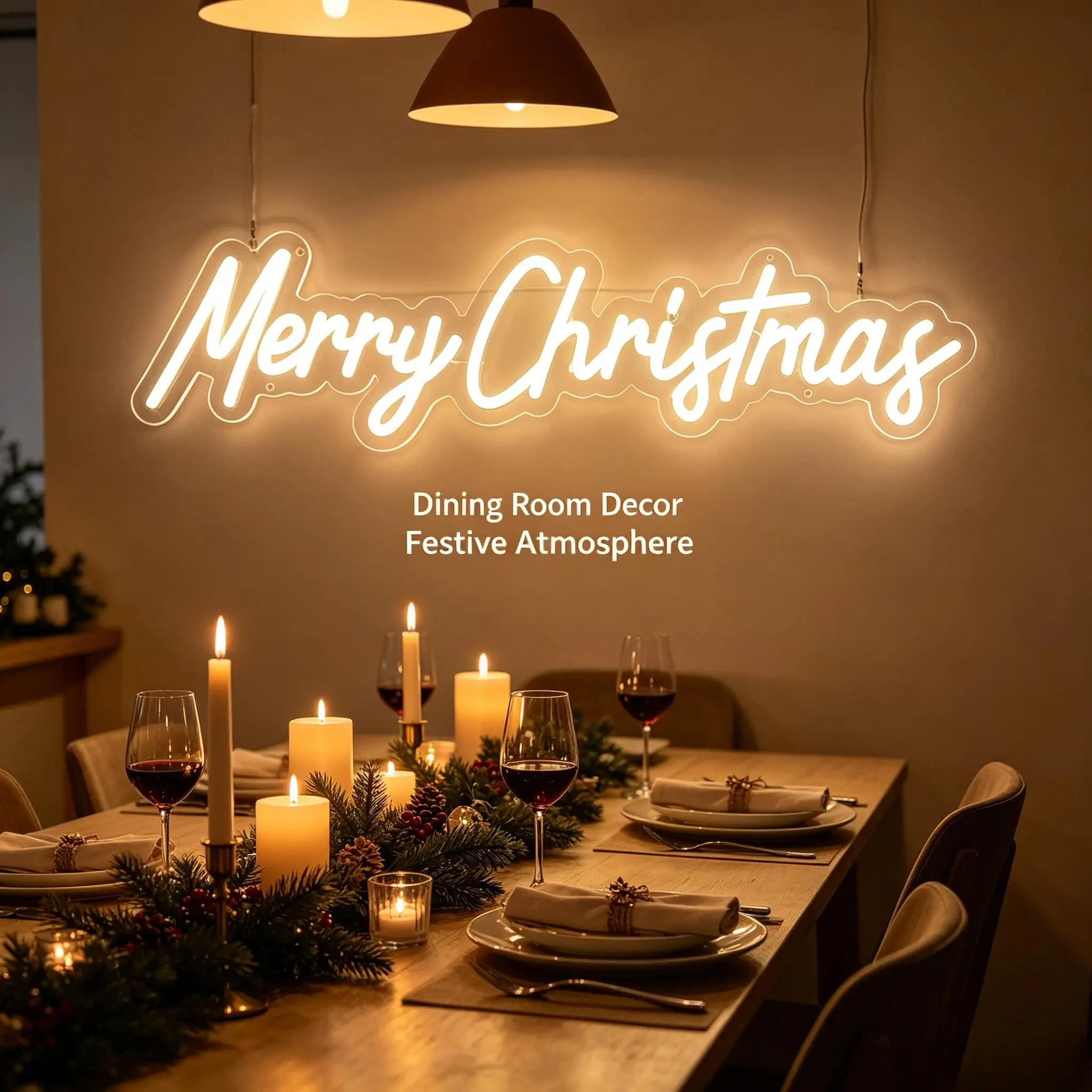 Merry Christmas Neon Sign USB Powered Dimmable Neon Lights For Home Xmas Party Bedroom Living Room Wall Decor Gifts Night Light - view 5