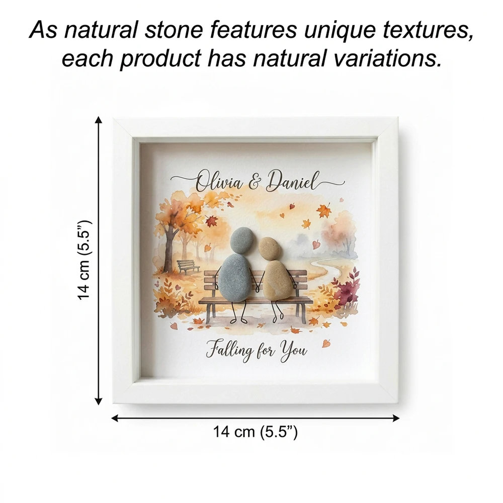 Personalized Custom Text Pebble Picture Frame,Fall Scene,Sentimental Romantic Memento Present,Birthday,Couples,Bedroom Display
