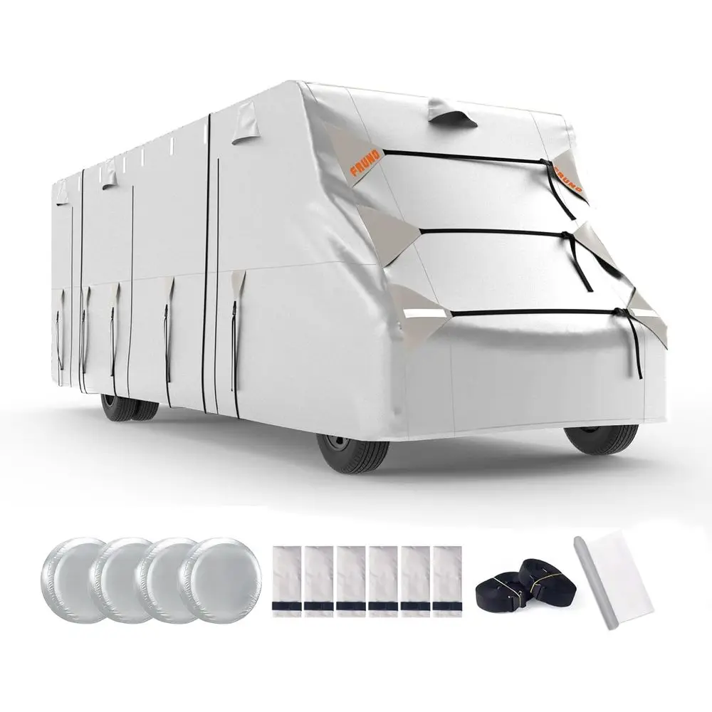 

Тканевый чехол для автодома класса C подходит для 23-26 дюймов, водонепроницаемый, устойчивый к рриву, анти-УФ-чехол для кемпера для зимнего снега с 4 чехлами для шин