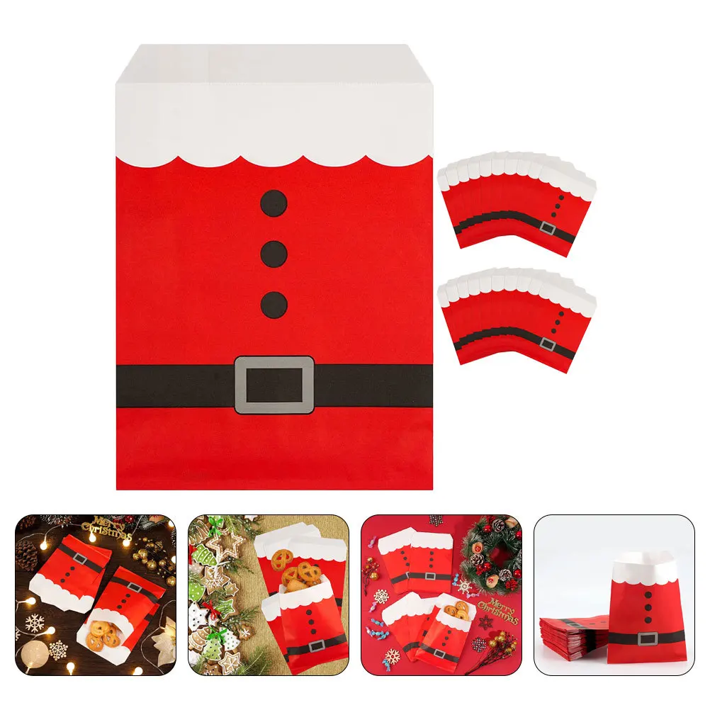 

25Pcs Christmas Paper Gift Bags Medium Size for Sweets Snacks Homemade Treats Wrapping Baking Gift Container Supplies