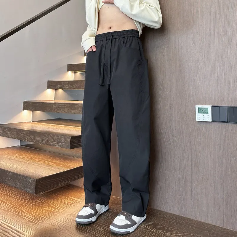 

American Sle Men's Outdoor Casual Waterproof Straight Leg Pants Autumn Faion Brand High Waist Polyester Fiber