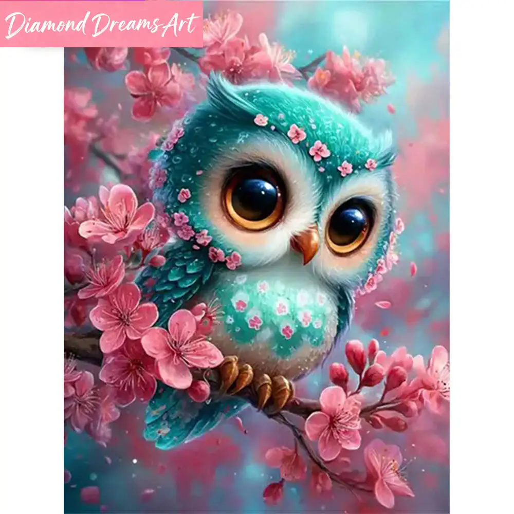 5D-Diamant-Stickerei zum Selbermachen, Eulen-Tier-Malerei-Muster für Erwachsene, Anfänger, Blumen-Diamant-Mosaik, Vogel, handgefertigtes Geschenk, rahmenlos