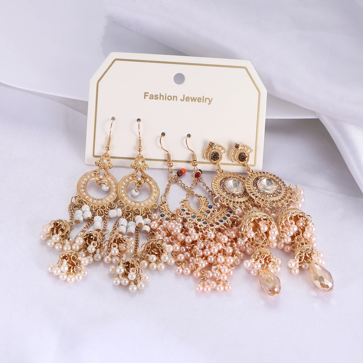 البوهيمي الوردي الخرز كريستال شرابة القرط للنساء 2026 مجموعة جديدة خمر الذهب اللون جولة على شكل قلب استرخى أقراط مجوهرات