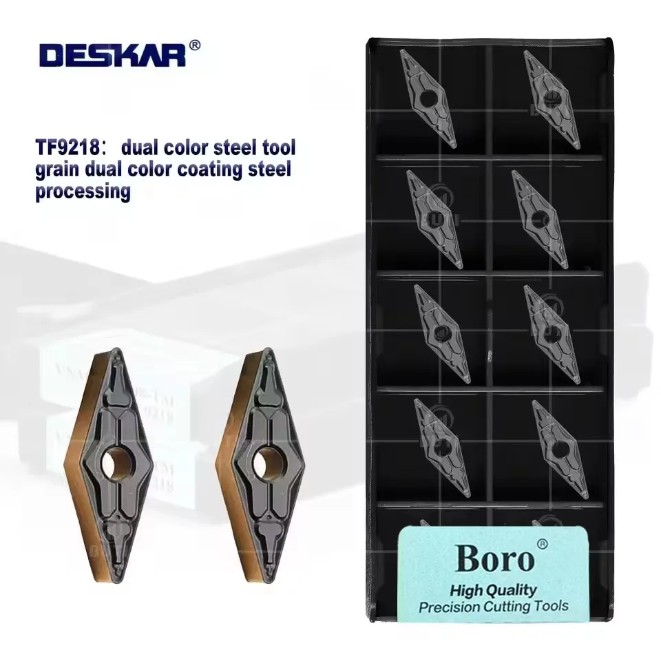 

DESKAR 100% оригинальный токарный станок с числовым программным управлением, стальное лезвие с двухцветным покрытием VNMG160408-TM TF9218, токарные режущие инструменты