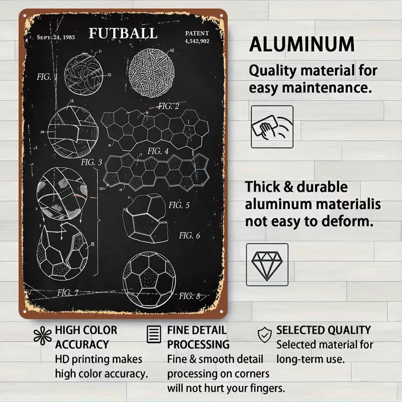 كرة القدم كرة القدم الطباشير المشارك المخططات صفيح تسجيل غرفة الحلي علامات معدنية مخصصة للرجل الكهف جدار الفن الديكور الرجعية
