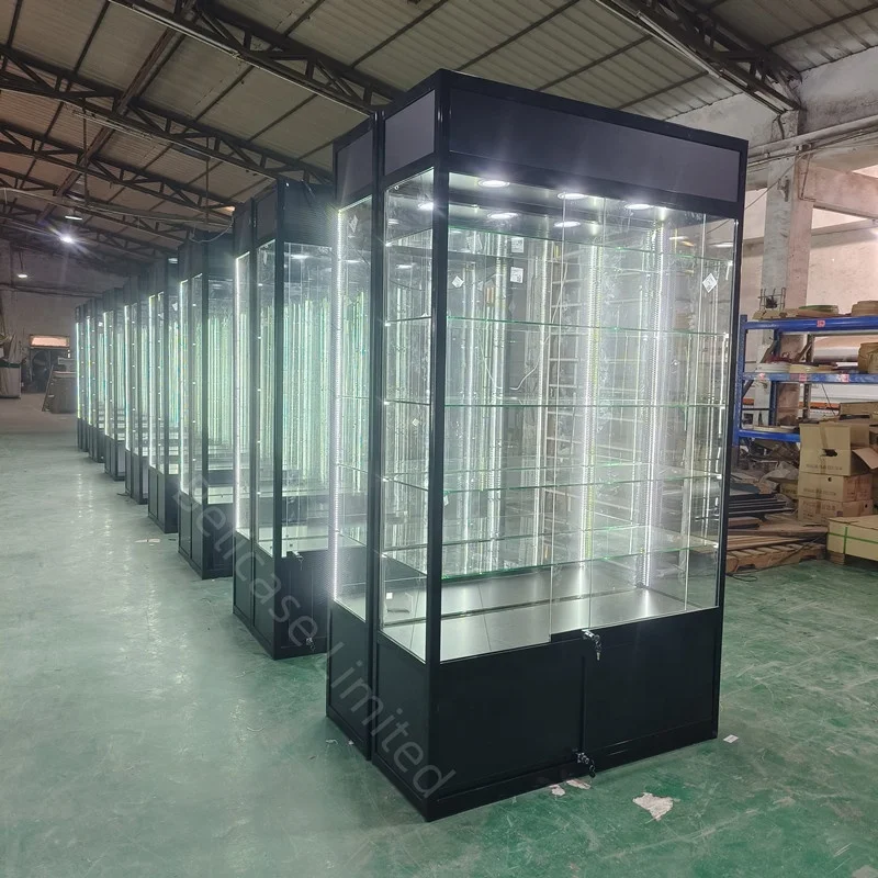 (customized)Factory Custom Product Glass Cabinet Perfume Glass Display Aluminum Smoke Shop Showcase