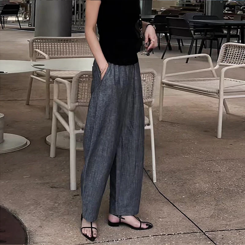Loose Wide Leg Casual Pants Summer plus Size Comfortable Lazy Women's Jeans High Waist Straight Cut for Heavy MM up to 200 Po... 4