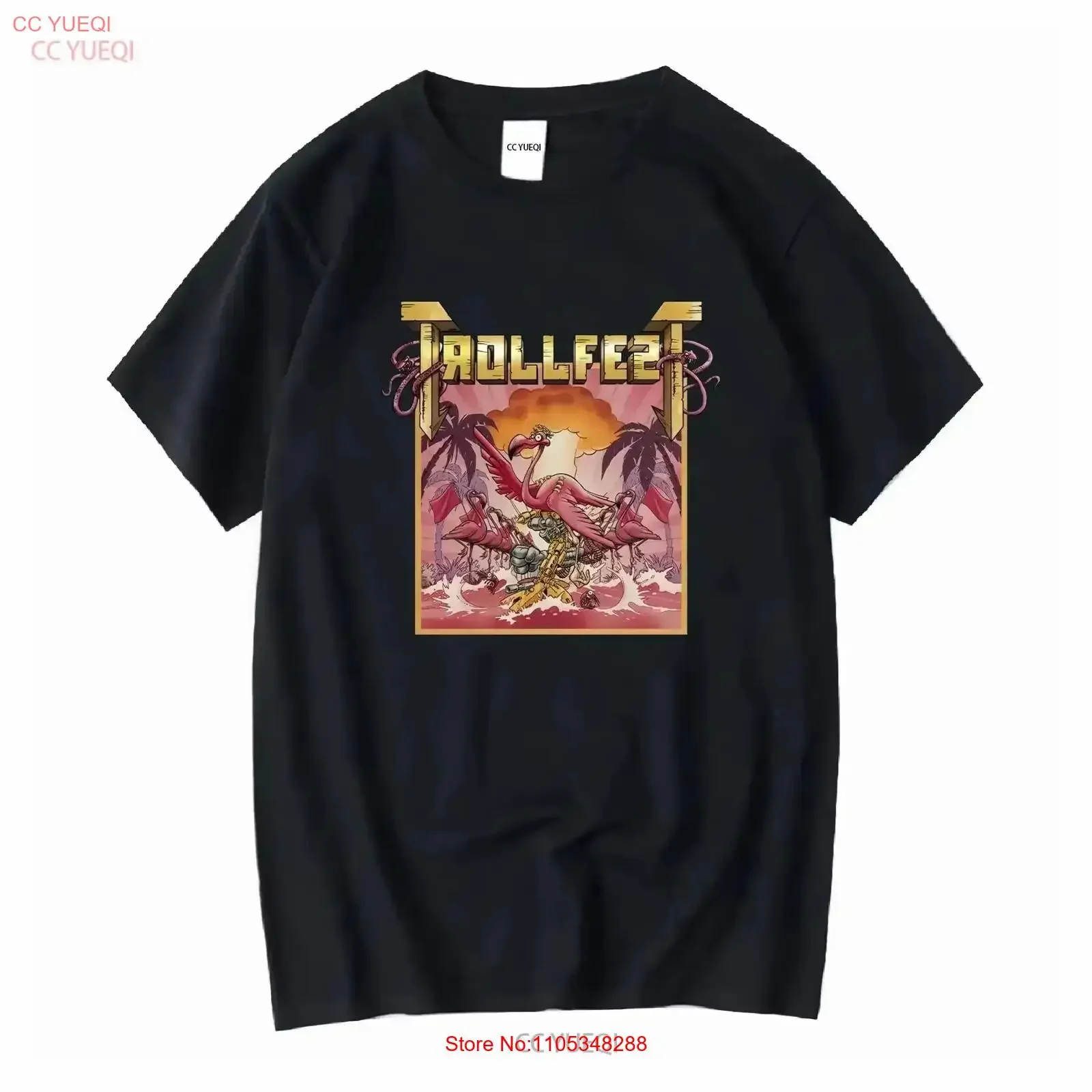 TROLLFEST Flamingo Overlord T-Shirt im Vintage-Stil, gewaschenes, stilvolles Oberteil für den Alltag, Streetwear, leicht vielseitig, Herren-Vintage-Stil