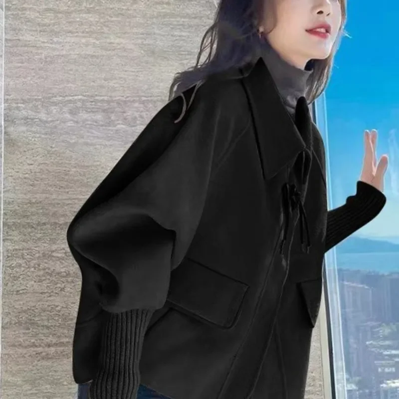 Autumn Winter Fashion Solid Color Coats Women All Match Button Tops Pocket Long Sleeved Loose Short Jacket Chic Female Clothes