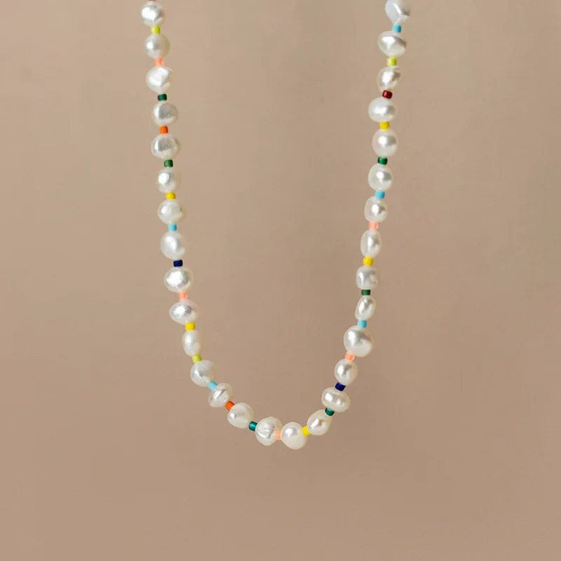 Female Necklace Irregular Natural Freshwater Baroque Pearl Necklace Fashion Colorful Beads For Girls Gift