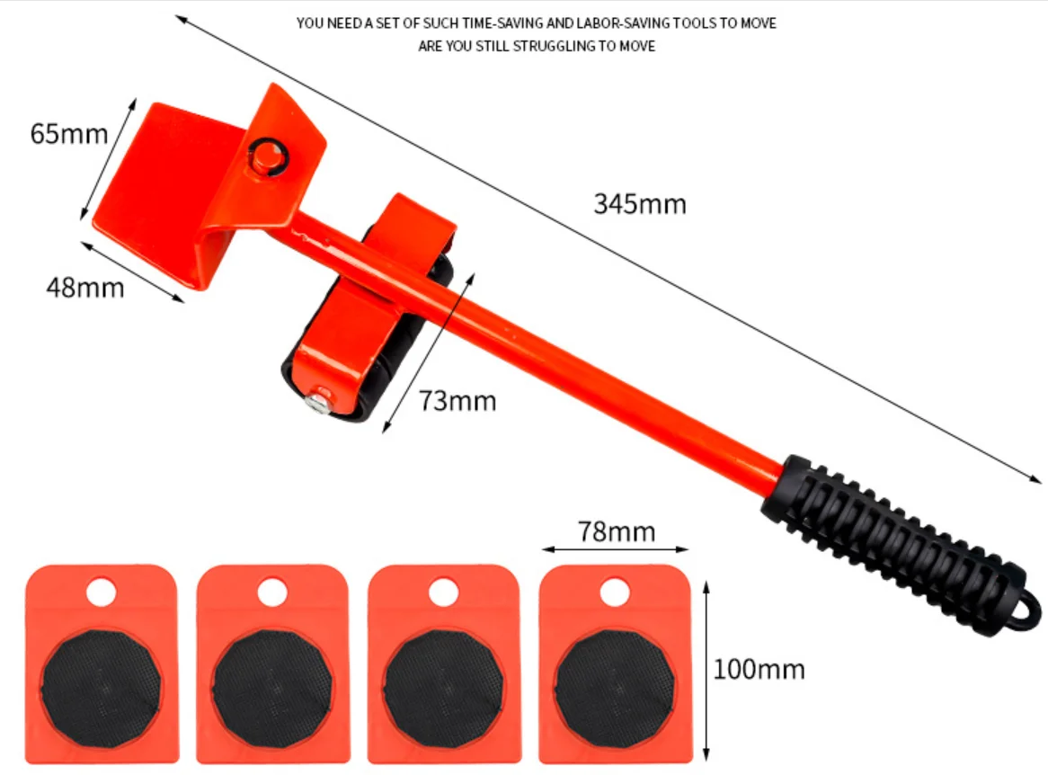 5Pcs Furniture Transport Lifter tool Set Heavy Stuffs Moving w/4 Silders Wheel