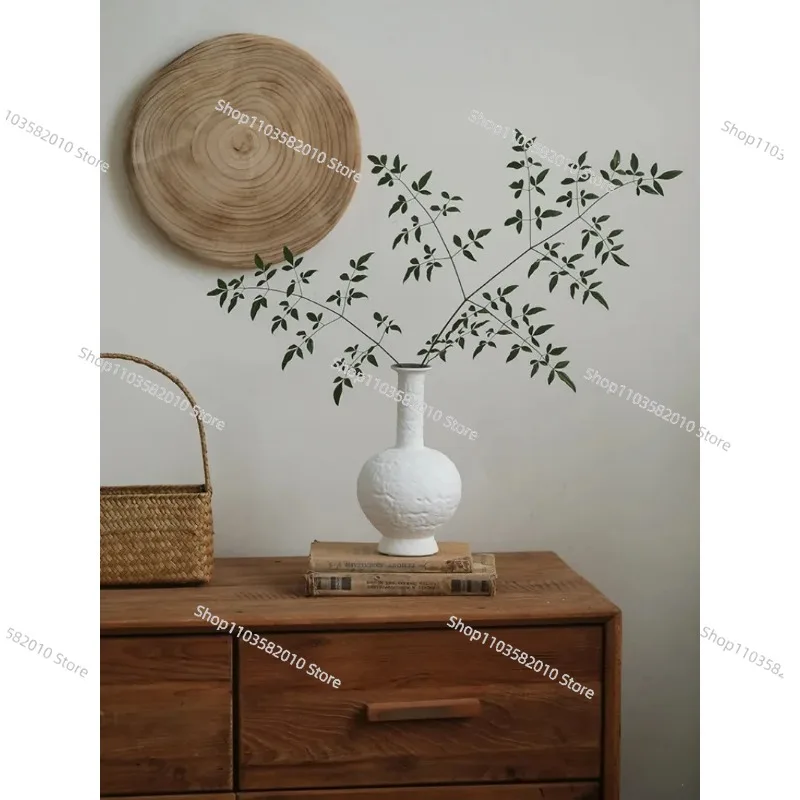 White Retro Slim Neck Moonlight Pattern Ceramic Vase, Homstay Foyer Home Decor Floral Ware Ornament