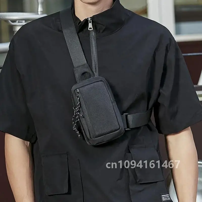 Men Sling Bag Mini Crossbody Bag Fashion Phone Purse Breast Shoulder Bags Boy Canvas Messenger Bags Male Small Mobile Pouch 가슴가방