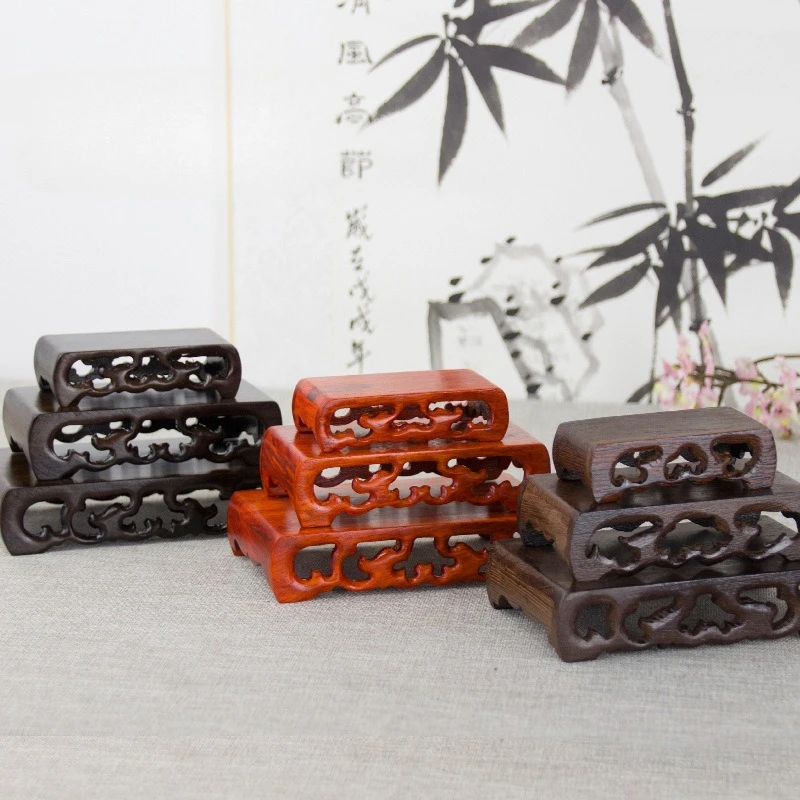 Vintage Wooden Tea Tray Rectangle Teapot Vase Display Stand Bonsai Statues Stone Pedestal Display Pedestal Flowerpot Home Decor