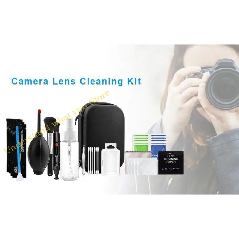 J60A Professional DSLR Camera Cleaning 29-in-1 Camera Cleaner Set Include Cleaning Swabs Cleaning Pen Dust Blower for Sensor