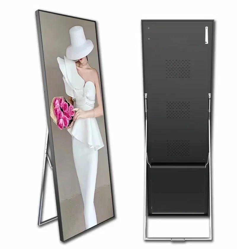 2026/Shenzhen 55 inch indoor P1.8 P2 P2.5 HD Wifi Floor Stand Mirror LED Poster Display Panel Advertising LED Screen Poster