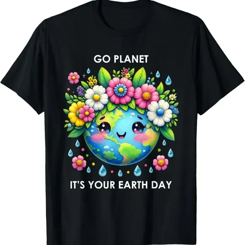 Happy Earth Day Environment Vibrant Flowers Girls T Shirt