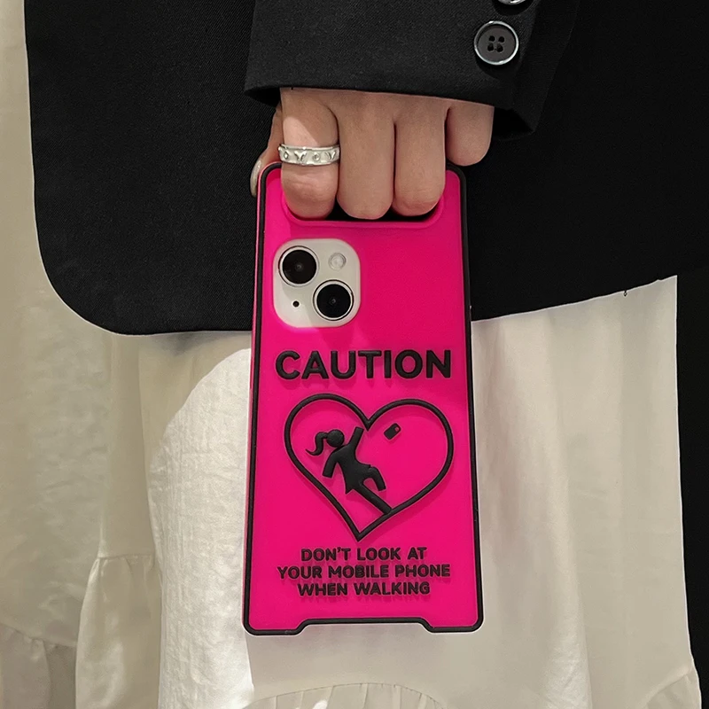 Funny Fashion Stop Sign Luminous Silicone Case For 15 14 13 11 12 16 Pro Max Soft Shockproof Back Cover