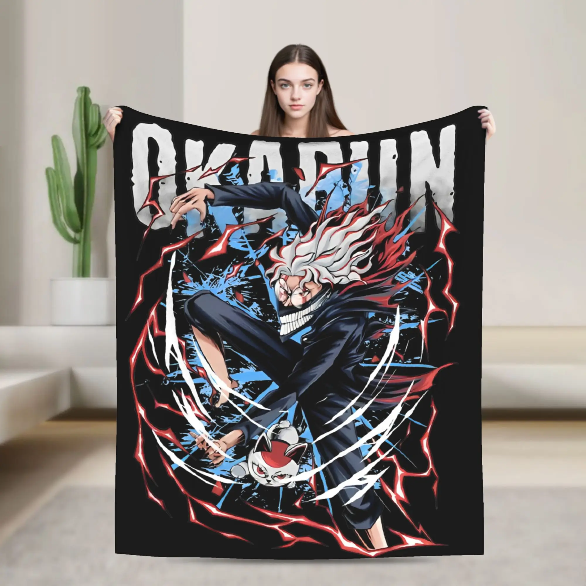 

Фланелевое одеяло в стиле аниме Okarun Dandadan, потрясающие одеяла для дивана, постельное белье, гостиная, 125*100 см, одеяло,