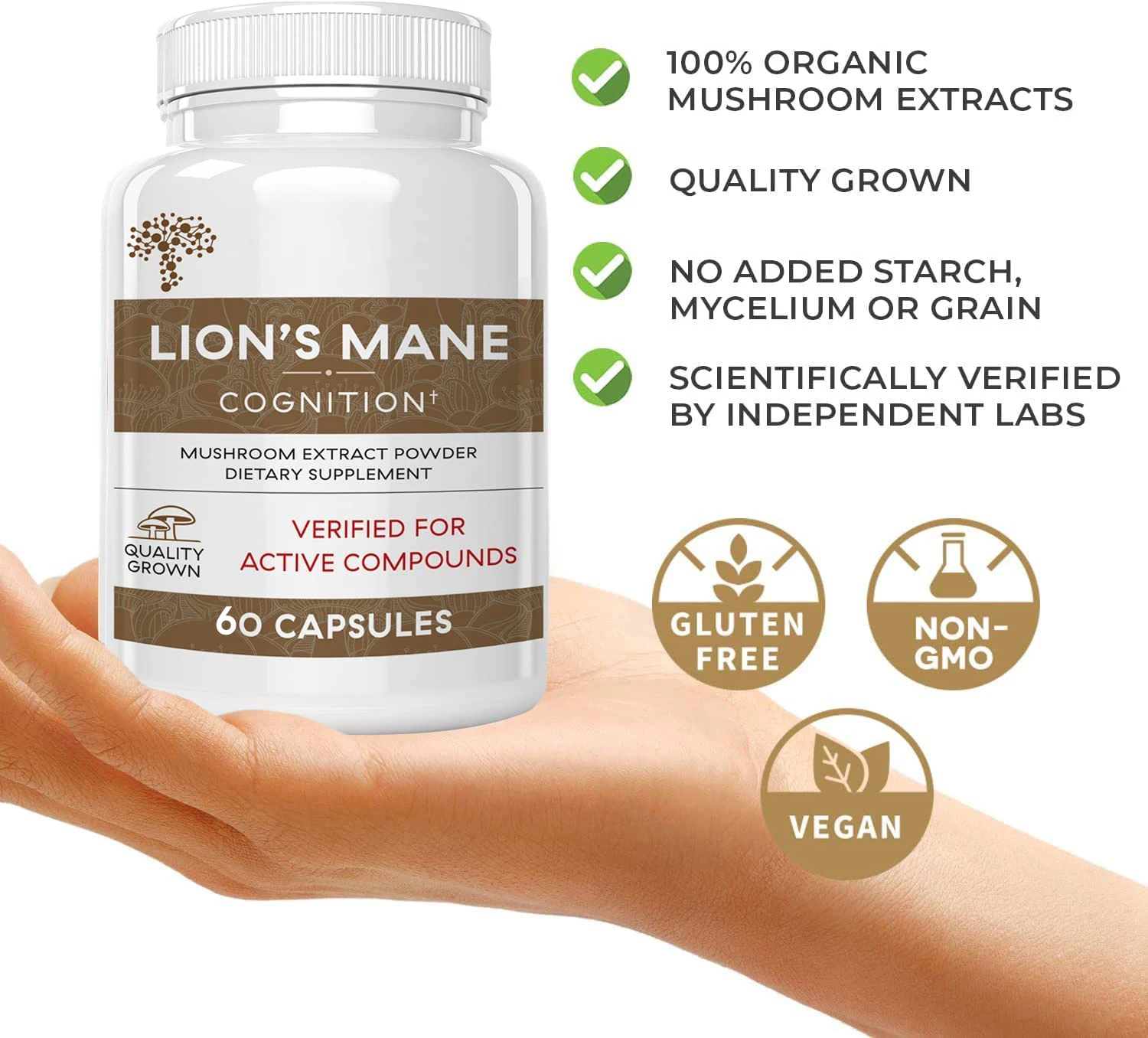 

60 Pcs Lion Mane Mushroom Capsules Promotes Metabolism Organic Ganoderma Mushroom Extract Boosts Immune System