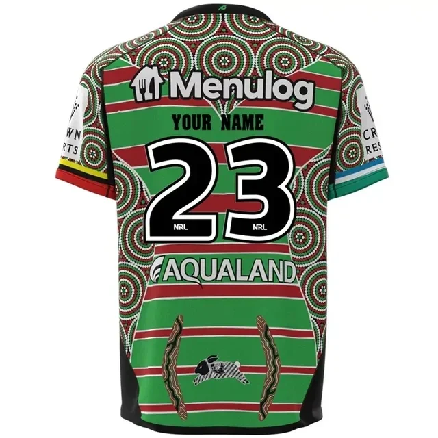 2023 South Sydney Rabbitohs Anzac / JOHN SATTLER COMMEMORATIVE / Indigenous / Singlet Rugby Jersey - Mens（Print Name Number)