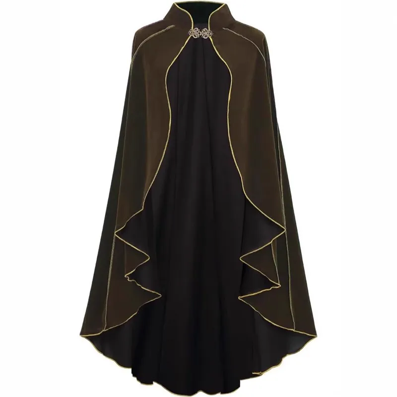 

New Medieval Velvet Cloak with Golden for Stage Performance Halloween Costume Women's Fashion Outfit Winter 2018