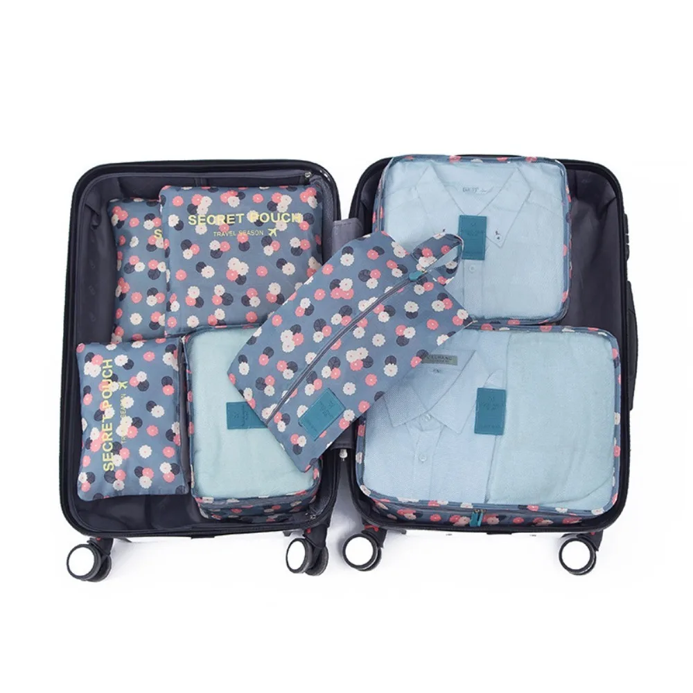 6pcs Travel Organizer Set Suitcase Storage Bag Portable Clothes Underwear Shoes Cubes For Travels Makeup Bags Luggage Organizers